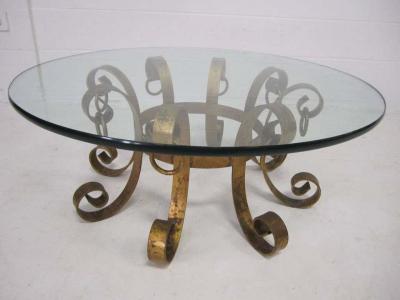 Beautiful Gilded Iron Scroll Coffee Table Hollywood Regency Modern