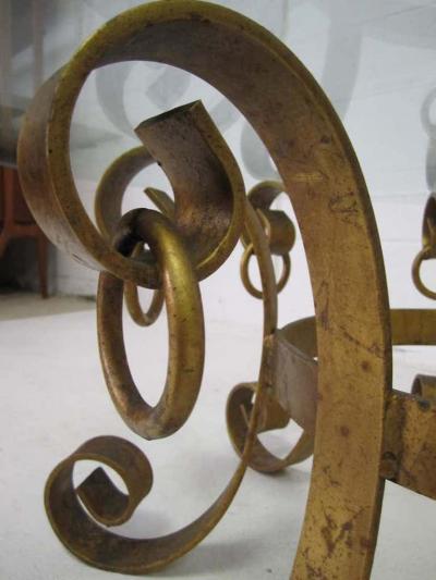 Beautiful Gilded Iron Scroll Coffee Table Hollywood Regency Modern