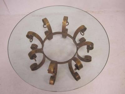 Beautiful Gilded Iron Scroll Coffee Table Hollywood Regency Modern