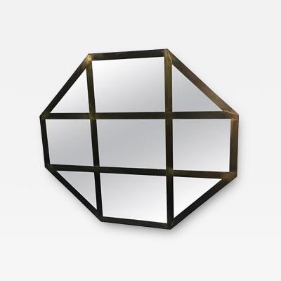 Beautiful Italian Brass Octagonal Shaped Wall Mirror with Unusual Design