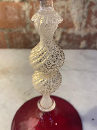 Beautiful Italian Handcrafted Chalice in Red Blown Murano Glass 1970