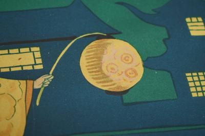 Beautiful Japanese Themed Art Deco Tray in Wood and Glass 1940s