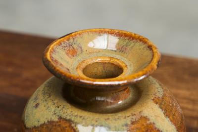 Beautiful Mid Century Red and Green Glazed Studio Pottery Vase 1960s