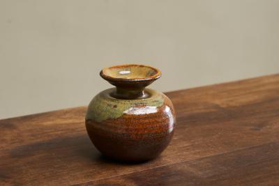 Beautiful Mid Century Red and Green Glazed Studio Pottery Vase 1960s