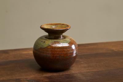 Beautiful Mid Century Red and Green Glazed Studio Pottery Vase 1960s