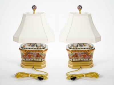 Beautiful Satsuma Style Decorations Elegant Gilt Gold Detailing Porcelain Lamp