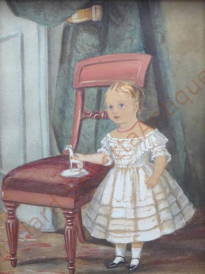 Beautiful Watercolor Portrait of Girl with Her Toy Dog