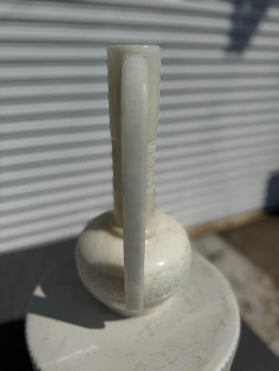 Beautifully Carved Chinese White Alabaster Long Neck Vase