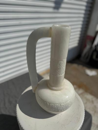 Beautifully Carved Chinese White Alabaster Long Neck Vase