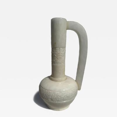 Beautifully Carved Chinese White Alabaster Long Neck Vase