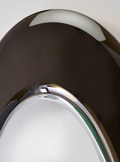 Beautifully Formed Smoked Bronze Oval Glass Mirror 1960s