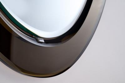 Beautifully Formed Smoked Bronze Oval Glass Mirror 1960s