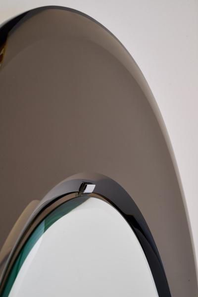 Beautifully Formed Smoked Bronze Oval Glass Mirror 1960s