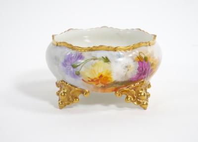 Beautifully Hand Painted Gilt French Porcelain Footed Centerpiece Bowl