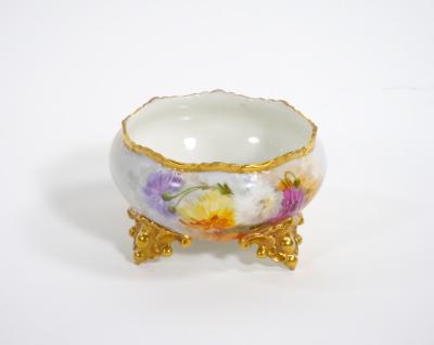 Beautifully Hand Painted Gilt French Porcelain Footed Centerpiece Bowl
