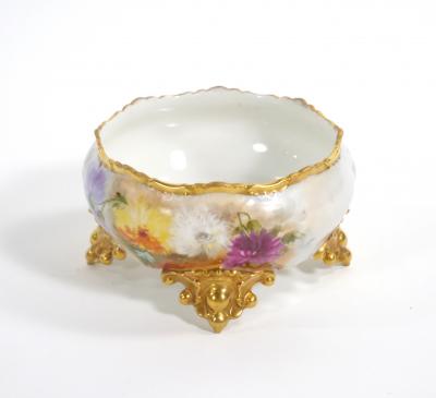 Beautifully Hand Painted Gilt French Porcelain Footed Centerpiece Bowl
