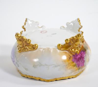 Beautifully Hand Painted Gilt French Porcelain Footed Centerpiece Bowl