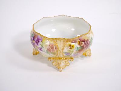 Beautifully Hand Painted Gilt French Porcelain Footed Centerpiece Bowl