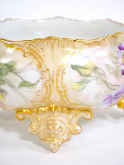 Beautifully Hand Painted Gilt French Porcelain Footed Centerpiece Bowl