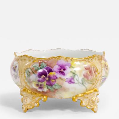 Beautifully Hand Painted Gilt French Porcelain Footed Centerpiece Bowl