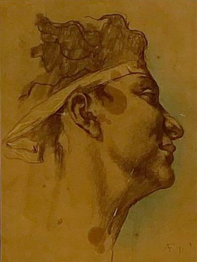 Beaux Arts Pastel Sketch Signed AF 71 France