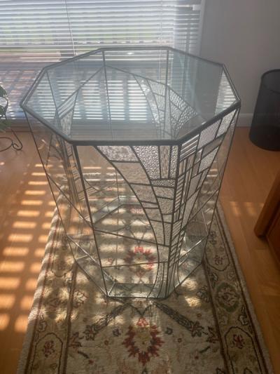 Bedford Downing MODERNIST METAL AND GLASS OCTAGONAL TABLE BY BEDFORD DOWNING
