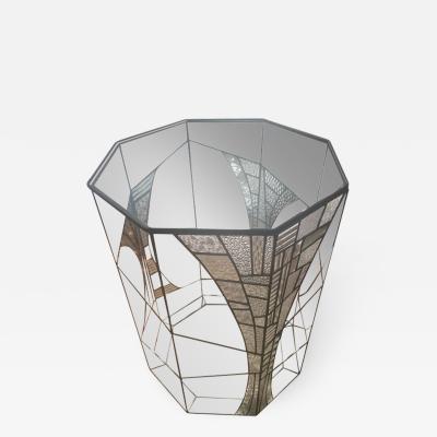 Bedford Downing MODERNIST METAL AND GLASS OCTAGONAL TABLE BY BEDFORD DOWNING