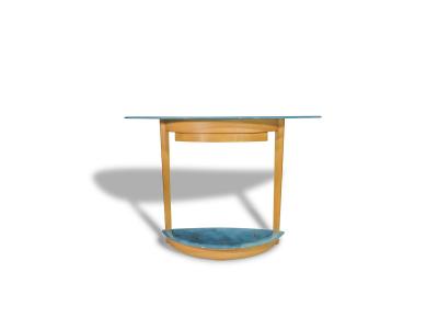 Beech Entryway Console Table with Turquoise Art Glass with Copper Infusions