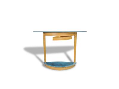 Beech Entryway Console Table with Turquoise Art Glass with Copper Infusions