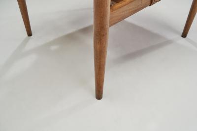 Beech and Wicker Czechoslovakian Armchairs Czechoslovakia 1950s