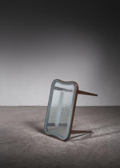 Beech and glass coffee table