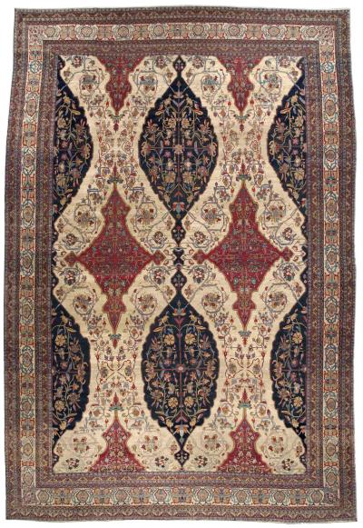 Beige Oversized Antique Persian Kirman Rug