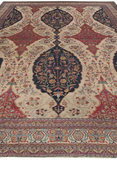 Beige Oversized Antique Persian Kirman Rug
