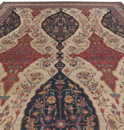 Beige Oversized Antique Persian Kirman Rug