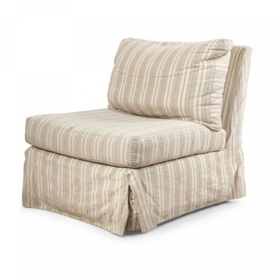Beige Striped Upholstered Slipper Chairs