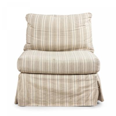 Beige Striped Upholstered Slipper Chairs