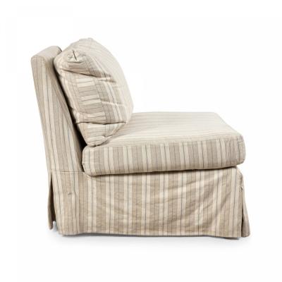Beige Striped Upholstered Slipper Chairs