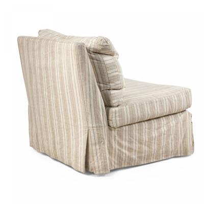 Beige Striped Upholstered Slipper Chairs