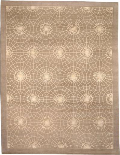 Beige and Brown Spider Web Area Rug