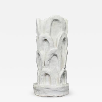 Bela Silva BELA SILVA CONTEMPORARY WHITE MATTE GLAZED STONEWARE CERAMIC ORGANIC VASE