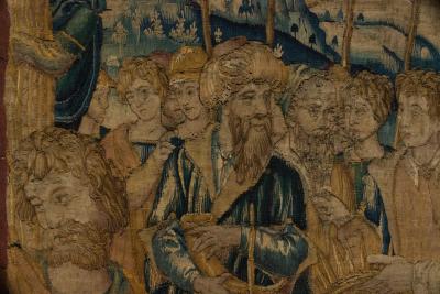 Belgian 17th Century Woven Tapestry of Kneeling King