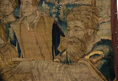 Belgian 17th Century Woven Tapestry of Kneeling King