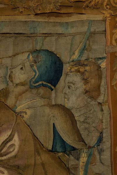 Belgian 17th Century Woven Tapestry of a Kneeling Man