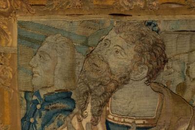 Belgian 17th Century Woven Tapestry of a Kneeling Man