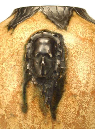 Belgian Arts Crafts Hublet Beige Porcelain Vase