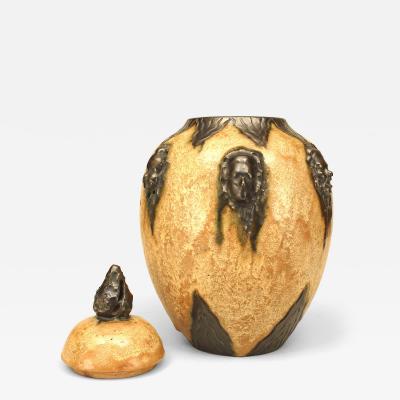 Belgian Arts Crafts Hublet Beige Porcelain Vase