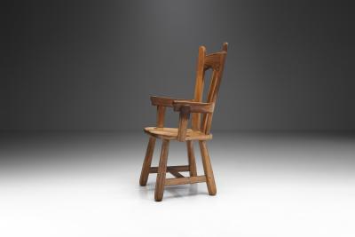 Belgian Brutalist Oak Dining Chair Belgium 1970s
