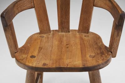 Belgian Brutalist Oak Dining Chair Belgium 1970s