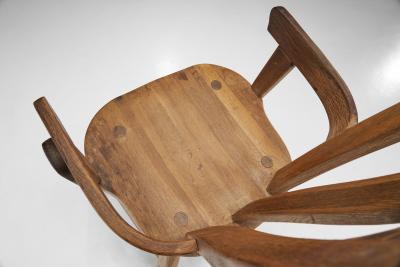 Belgian Brutalist Oak Dining Chair Belgium 1970s