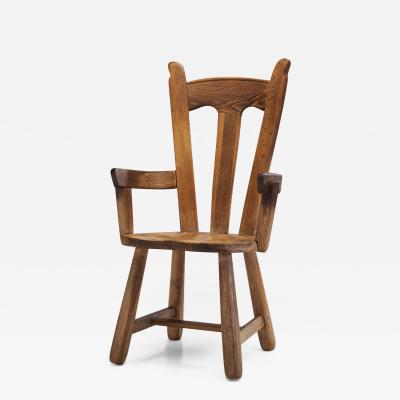 Belgian Brutalist Oak Dining Chair Belgium 1970s